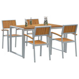 vidaXL Tuin Eettafel Set 5 pcs Grijs Massief Acacia Hout