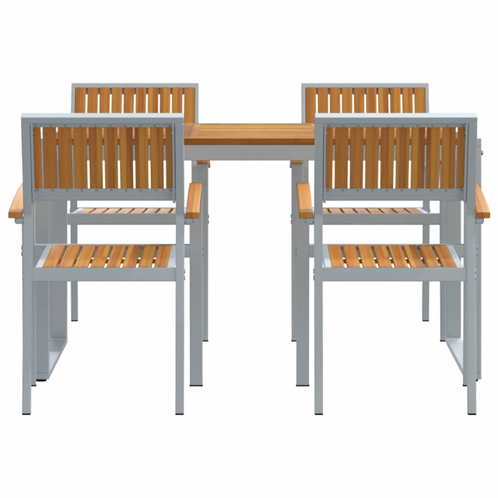 vidaXL Tuin Eettafel Set 5 pcs Grijs Massief Acacia Hout