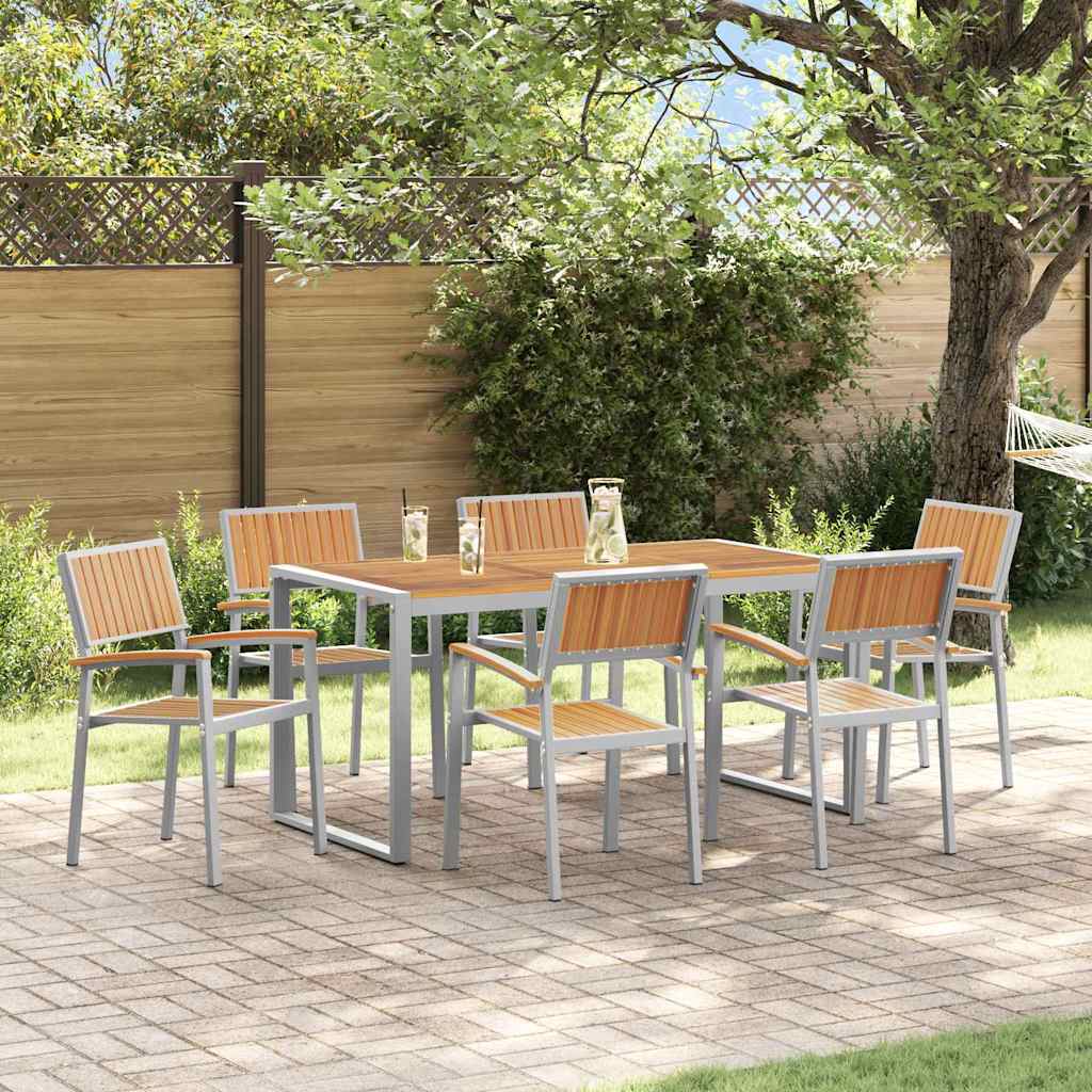 vidaXL Tuin Eettafel Set 5 pcs Grijs Massief Acacia Hout