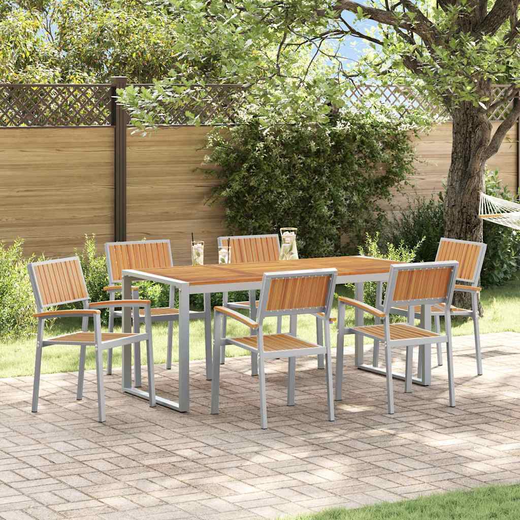 vidaXL Tuin Eettafel Set 5 pcs Grijs Massief Acacia Hout