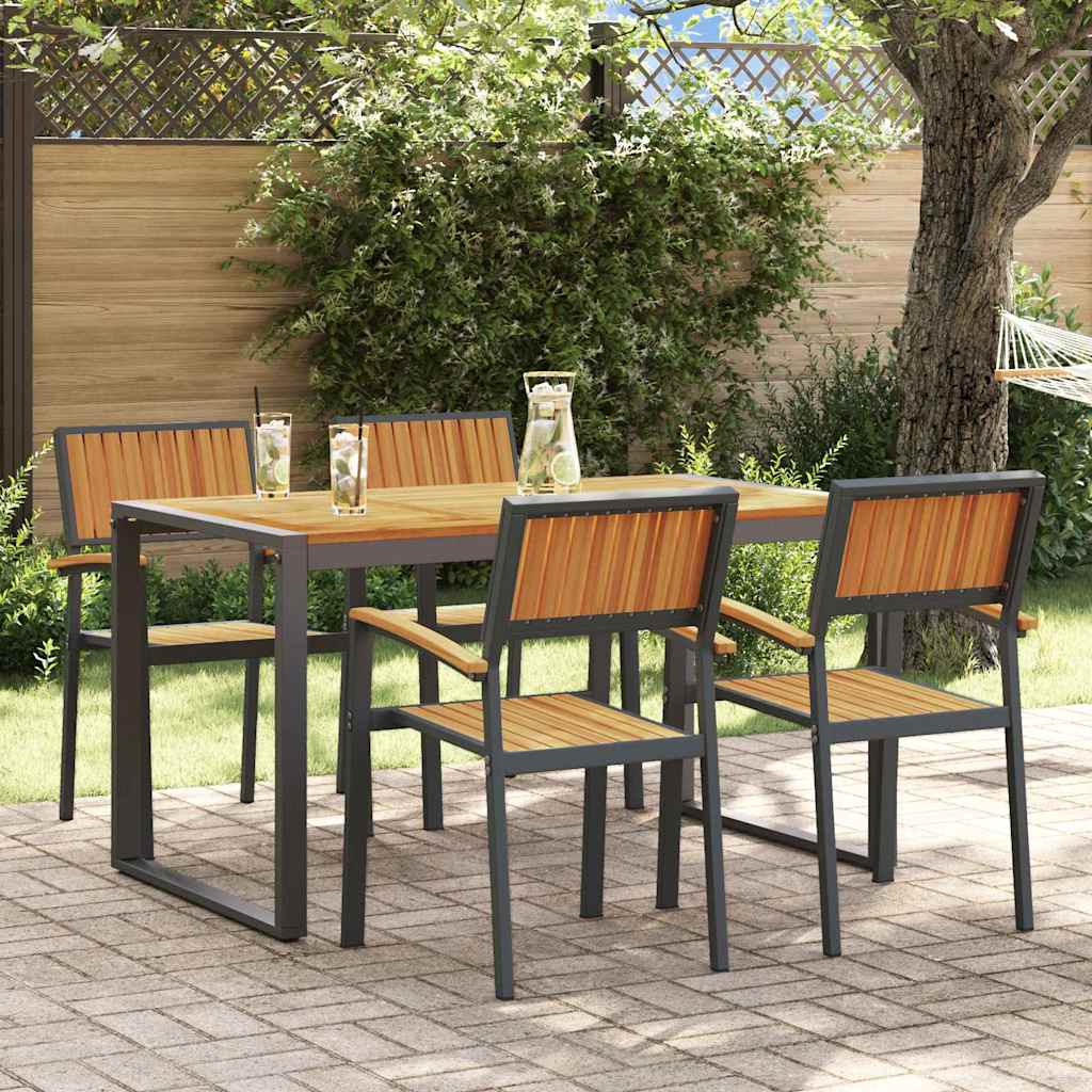 vidaXL Tuin Eettafel Set 5 pcs Grijs Massief Acacia Hout