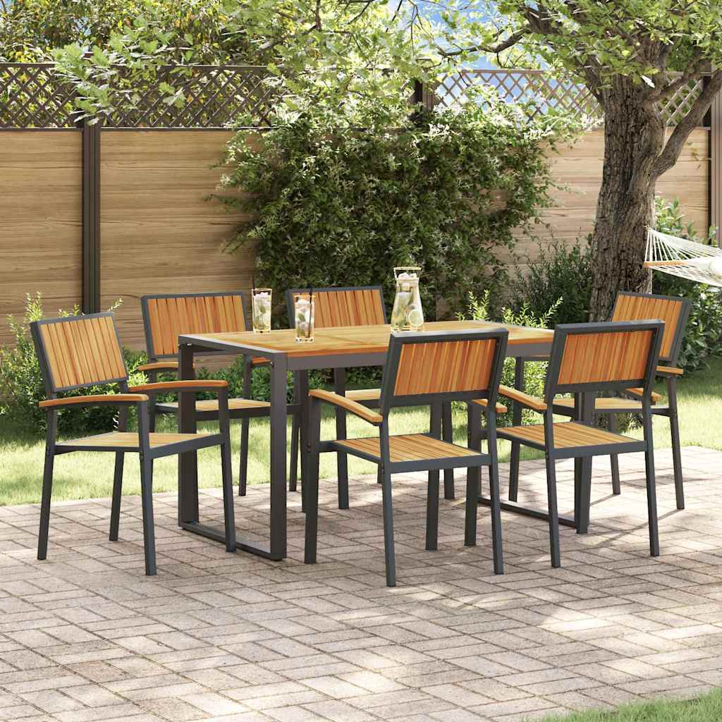 vidaXL Tuin Eettafel Set 5 pcs Grijs Massief Acacia Hout