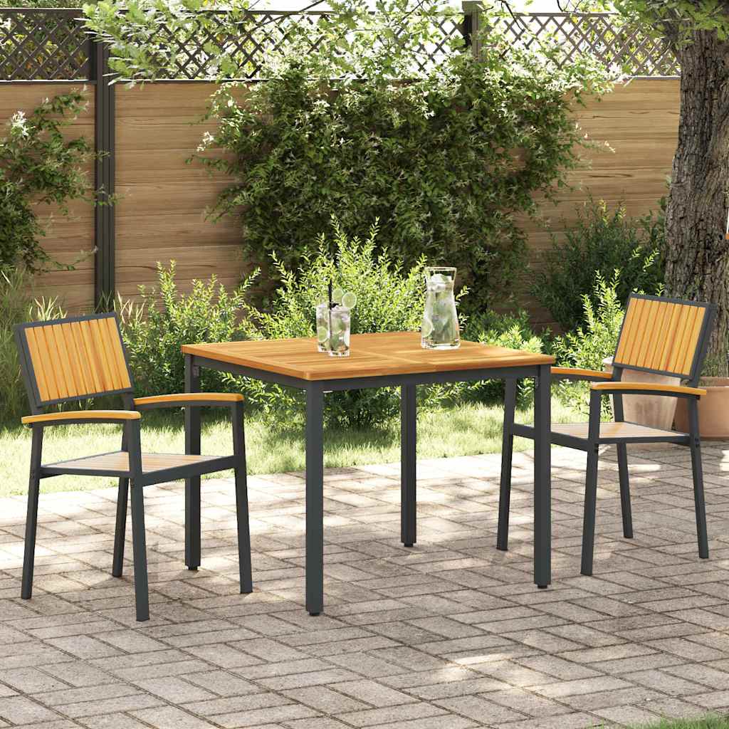 vidaXL Garden Dining Set 3 pcs Black Solid Acacia Wood