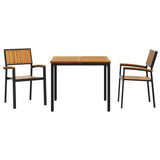 vidaXL Garden Dining Set 3 pcs Black Solid Acacia Wood