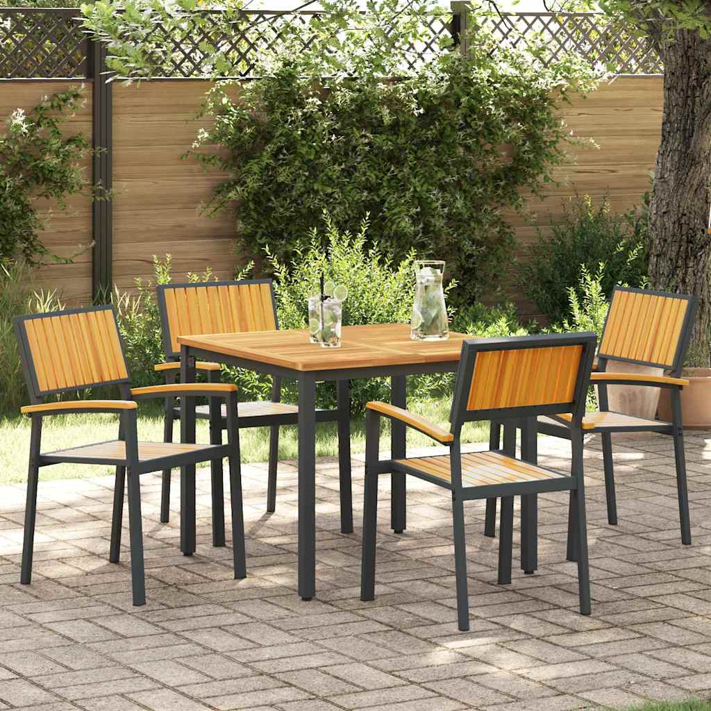 vidaXL Garden Dining Set 3 pcs Black Solid Acacia Wood