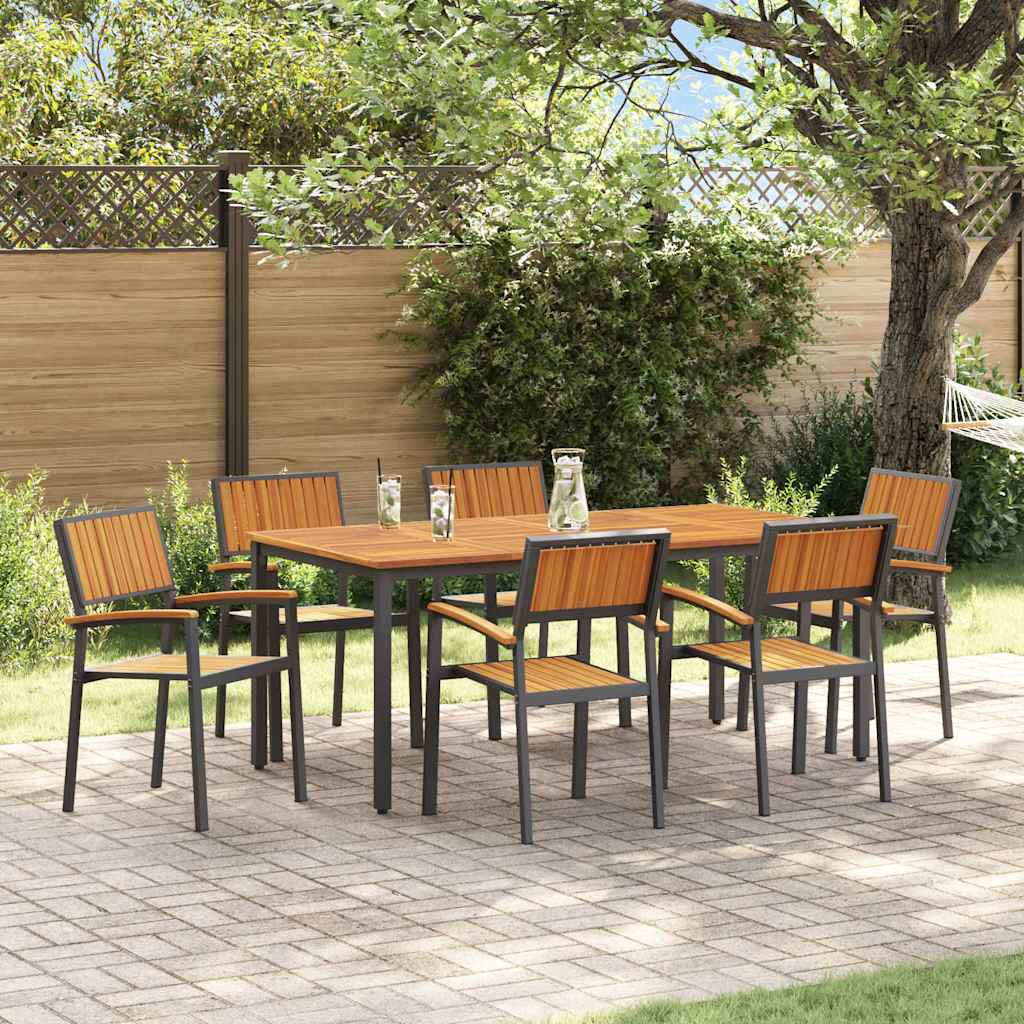 vidaXL Garden Dining Set 3 pcs Black Solid Acacia Wood