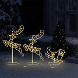 vidaXL Kerstdecoratie rendieren en slee 260x21x87 cm acryl warmwit
