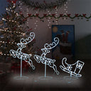 vidaXL Kerstdecoratie rendieren en slee 260x21x87 cm acryl warmwit
