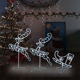 vidaXL Kerstdecoratie rendieren en slee 260x21x87 cm acryl warmwit