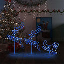 vidaXL Kerstdecoratie rendieren en slee 260x21x87 cm acryl warmwit