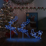 vidaXL Kerstdecoratie rendieren en slee 260x21x87 cm acryl warmwit