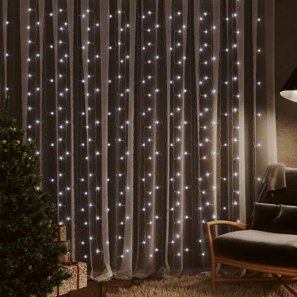 vidaXL Lichtsnoergordijn met 300 LED's en 8 functies 3x3 m warmwit