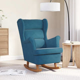 vidaXL Schommelstoel met oorleuning fluweel massief hout blauw