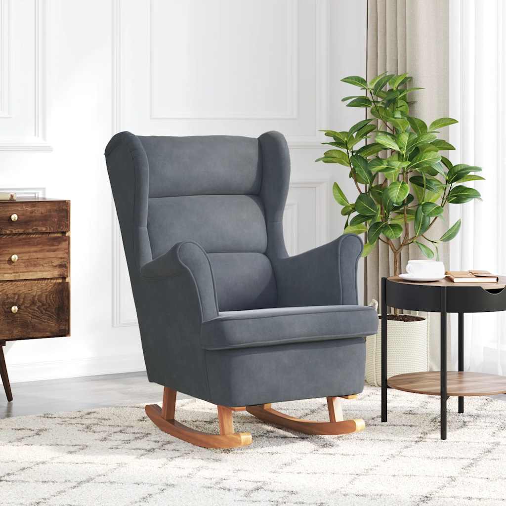 vidaXL Schommelstoel met oorleuning fluweel massief hout blauw