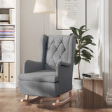 vidaXL Fauteuil met schommelpoten en voetenbank stof lichtgrijs