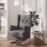 vidaXL Fauteuil met schommelpoten en voetenbank stof lichtgrijs