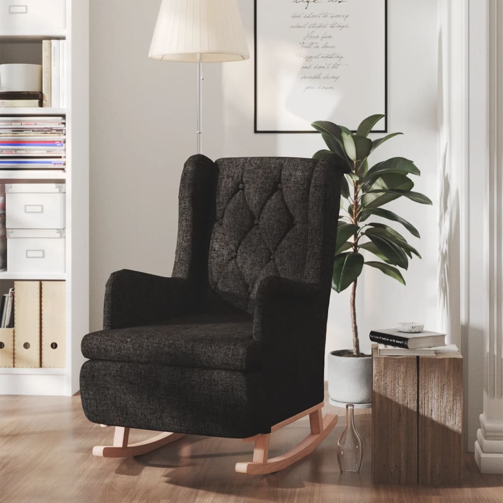 vidaXL Fauteuil met schommelpoten en voetenbank stof lichtgrijs