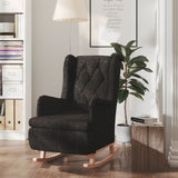 vidaXL Fauteuil met schommelpoten en voetenbank stof lichtgrijs