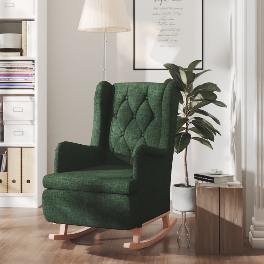 vidaXL Fauteuil met schommelpoten en voetenbank stof lichtgrijs