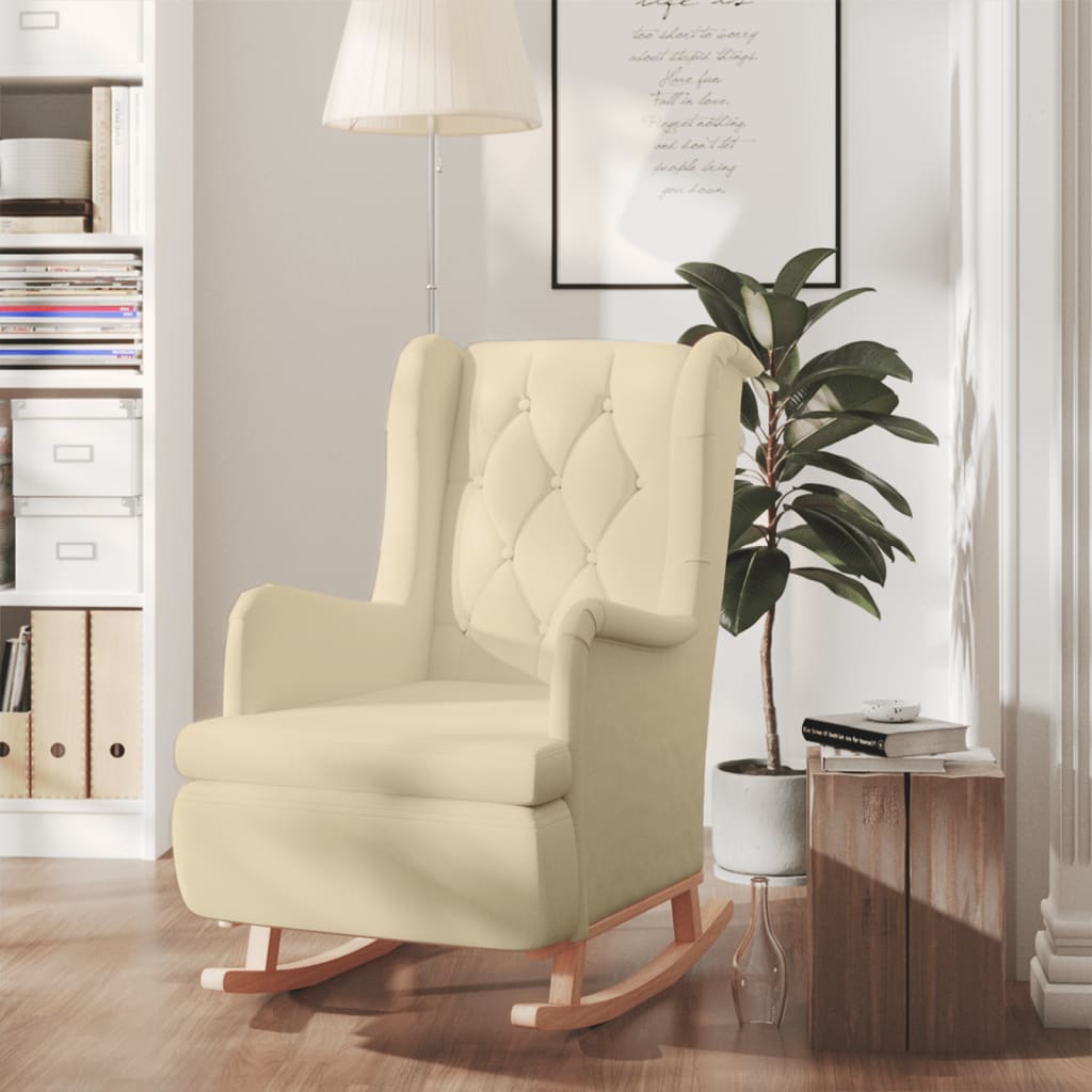 vidaXL Fauteuil met schommelpoten en voetenbank stof lichtgrijs