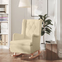 vidaXL Fauteuil met schommelpoten en voetenbank stof lichtgrijs
