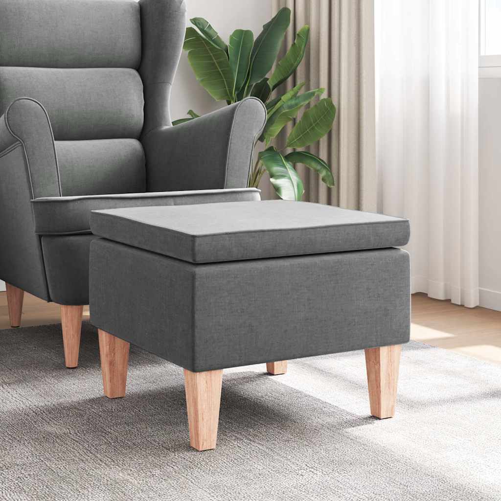 vidaXL Kruk met houten poten stof lichtgrijs