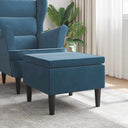 vidaXL Kruk met houten poten fluweel blauw