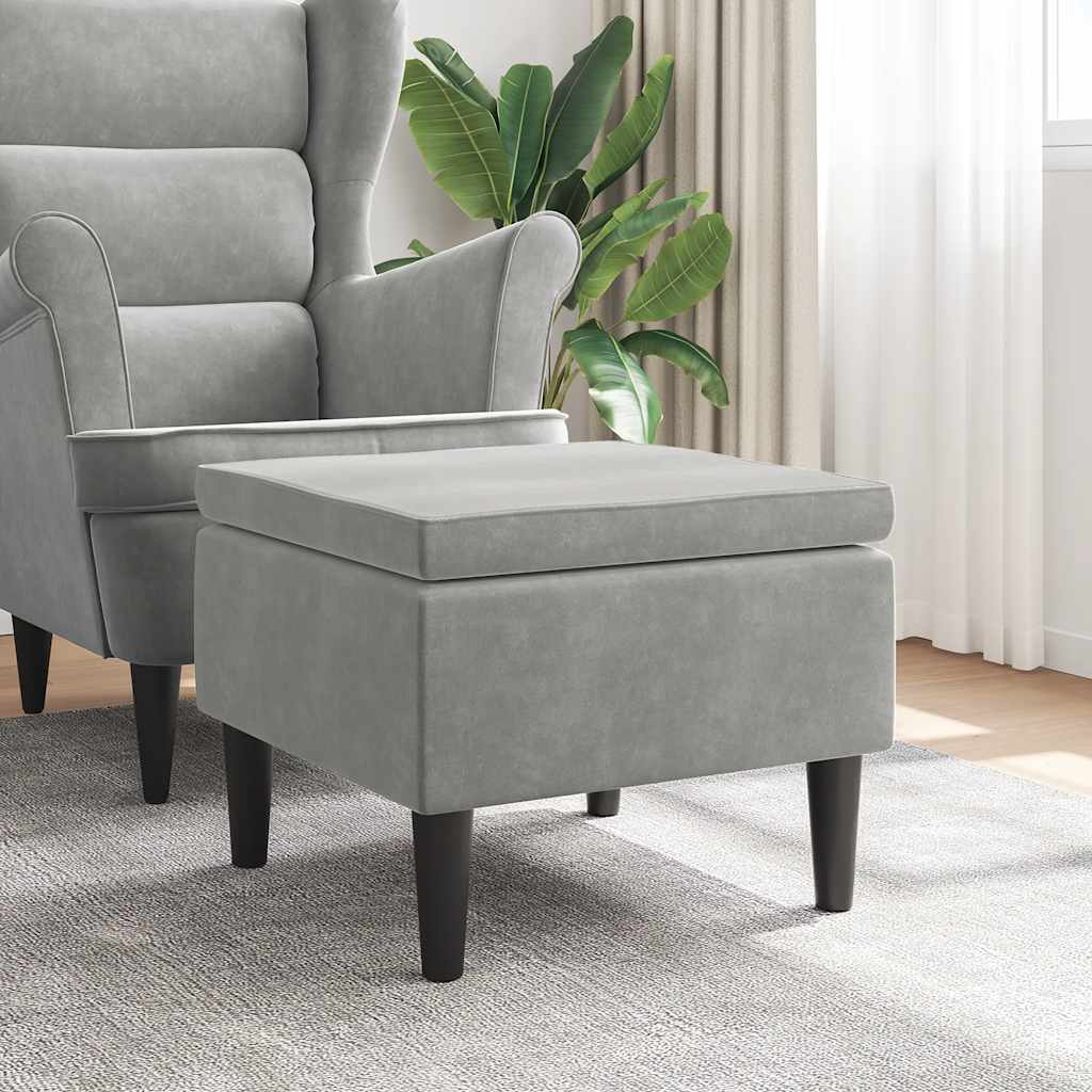 vidaXL Kruk met houten poten fluweel blauw