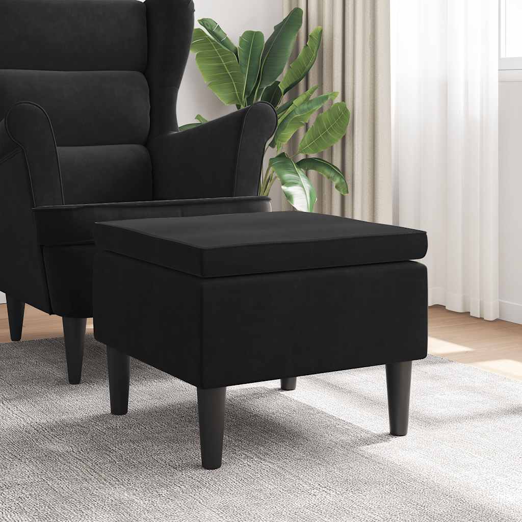 vidaXL Kruk met houten poten fluweel blauw
