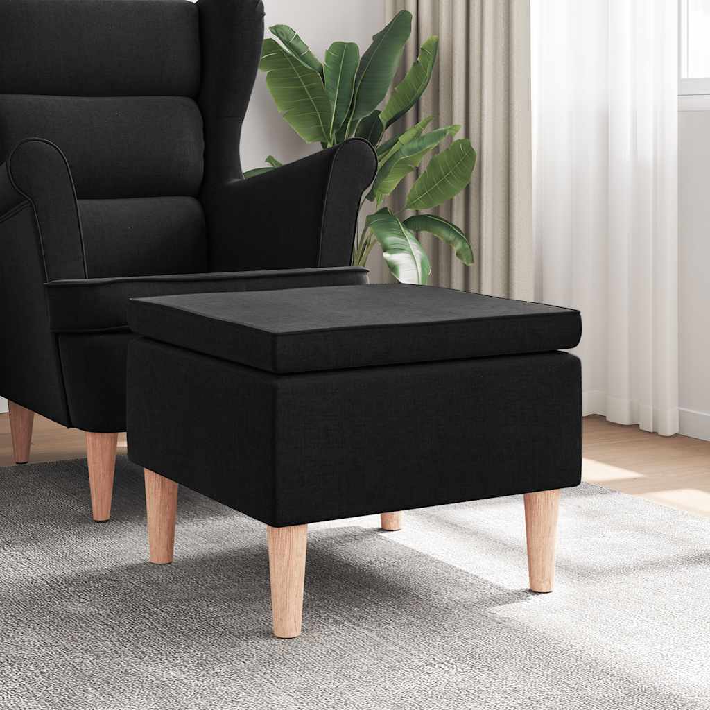 vidaXL Kruk met houten poten stof lichtgrijs
