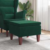 vidaXL Kruk met houten poten fluweel blauw