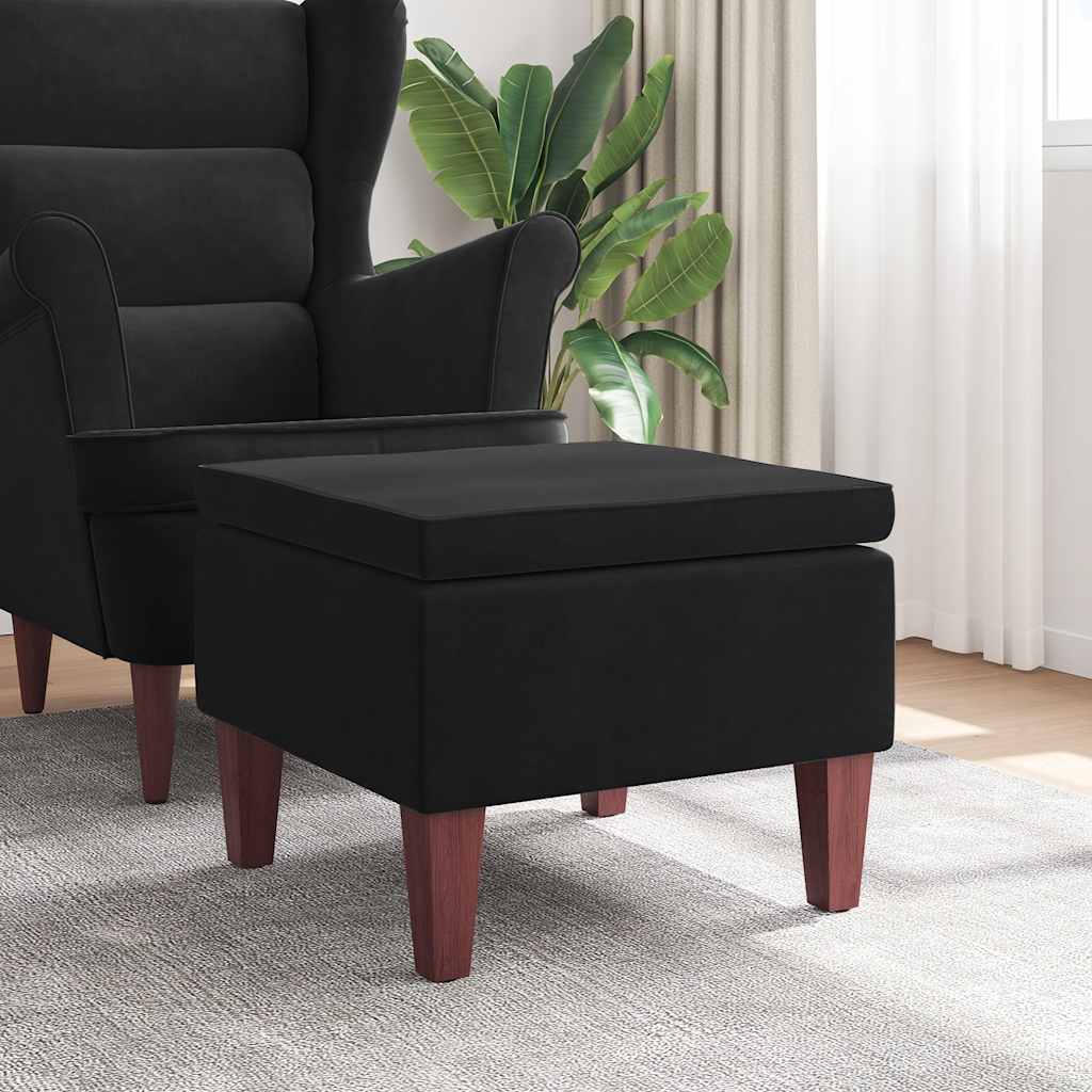 vidaXL Kruk met houten poten fluweel blauw