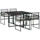 vidaXL 5-delige Tuinset met kussens poly rattan zwart