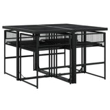 vidaXL 5-delige Tuinset met kussens poly rattan zwart