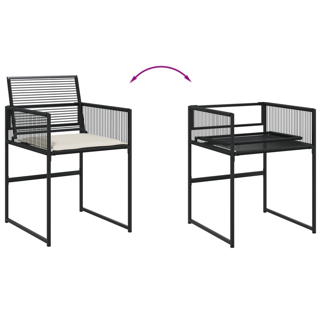 vidaXL 5-delige Tuinset met kussens poly rattan zwart