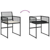 vidaXL 5-delige Tuinset met kussens poly rattan zwart