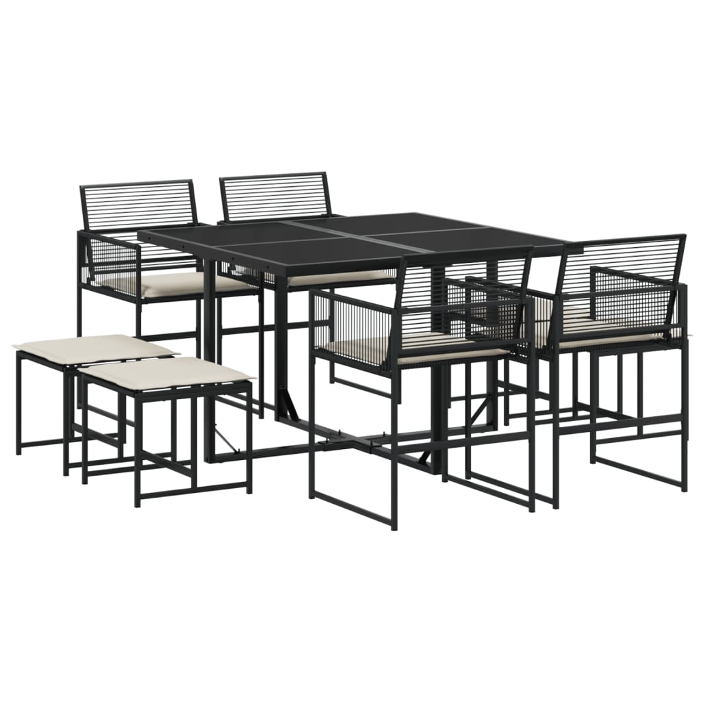 vidaXL 9-delige Tuinset poly rattan zwart