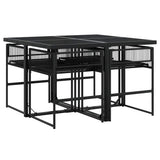 vidaXL 5-delige Tuinset met kussens poly rattan zwart