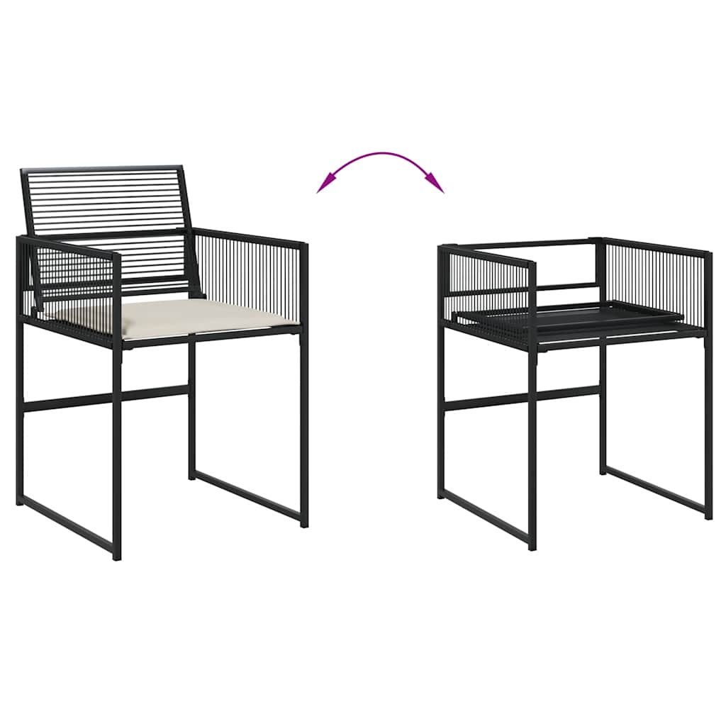 vidaXL 5-delige Tuinset met kussens poly rattan zwart