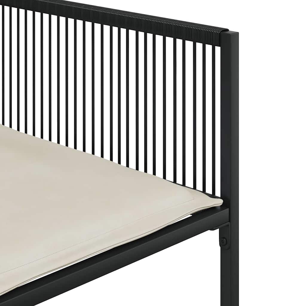 vidaXL 5-delige Tuinset met kussens poly rattan zwart