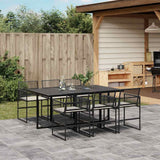 vidaXL 5-delige Tuinset met kussens poly rattan zwart