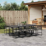 vidaXL 5-delige Tuinset met kussens poly rattan zwart