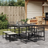 vidaXL 9-piece Garden Dining Set Poly Rattan Black