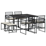 vidaXL 9-piece Garden Dining Set Poly Rattan Black