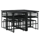 vidaXL 9-piece Garden Dining Set Poly Rattan Black