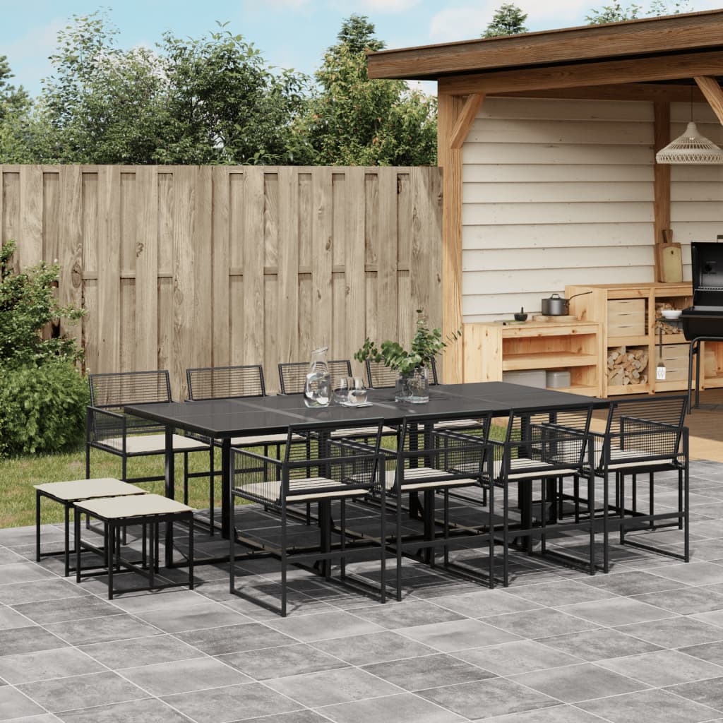 vidaXL 9-piece Garden Dining Set Poly Rattan Black