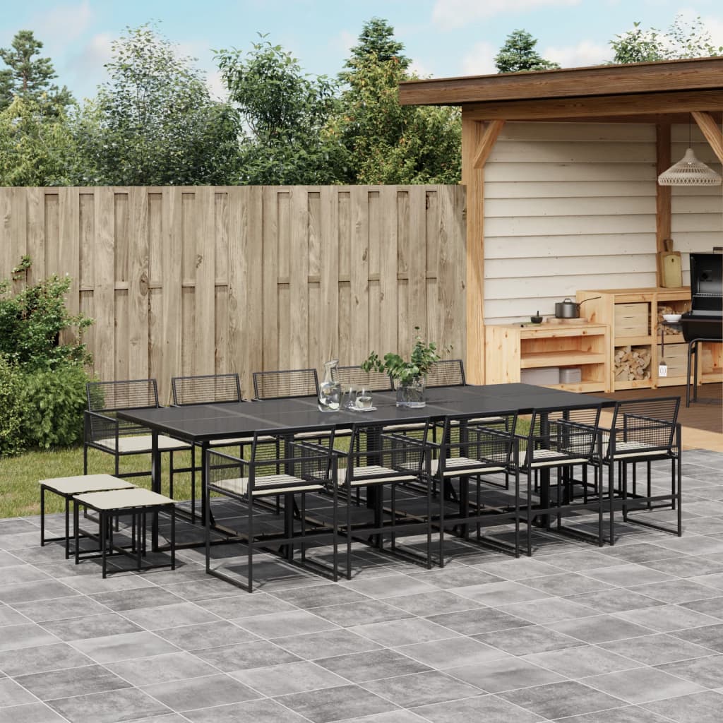 vidaXL 9-piece Garden Dining Set Poly Rattan Black