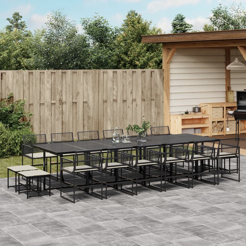 vidaXL 9-piece Garden Dining Set Poly Rattan Black