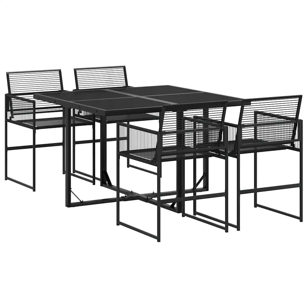 vidaXL 5-delige Tuinset poly rattan zwart