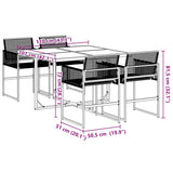 vidaXL 5-delige Tuinset poly rattan zwart